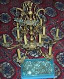 Classy antique brass chandelier/prisms