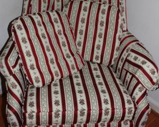 Burgundy stripe fabric chair no stains/rips/tears