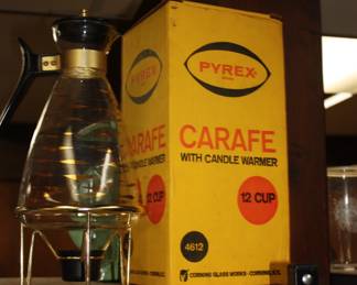 Vintage NIB Pyrex Carafe w/candle warmer