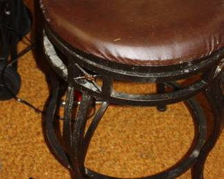 Leather round stool