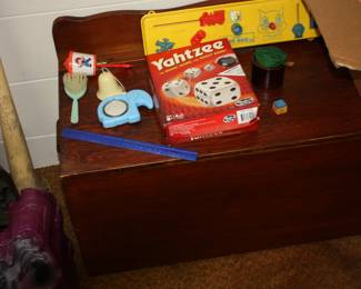 Midcentury wood toy box
