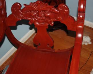 Large oversize wood oriental chair