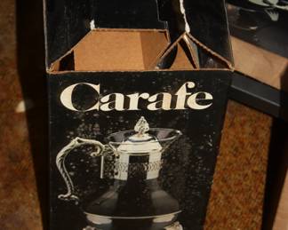Vintage NIB glass/silver Carafe