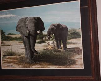 Mat/framed bull elephants   Charles Frace