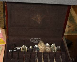 Silver ware set in original wood case
