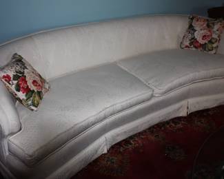 White fabric oval couch  7' long  (no rips/tears)