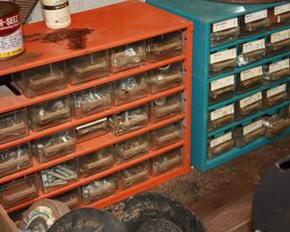 2 metal screw/nail containers