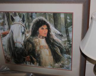 Mat/framed Maija Indian girl w/horse