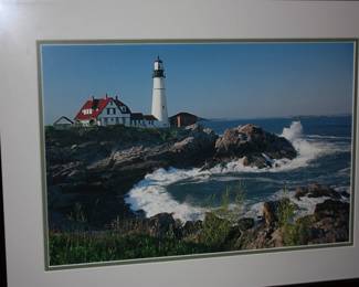 Mat/framed seashore lighthouse