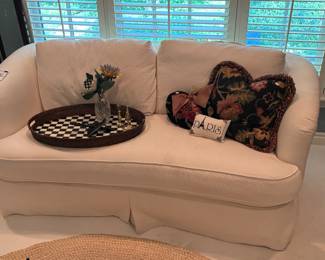 Mackenzie Childs Tray, Sofa, Decorative Pillows 