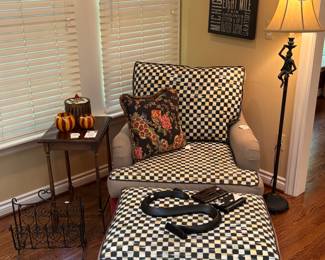 Mackenzie Childs Lounge Chair and Ottoman