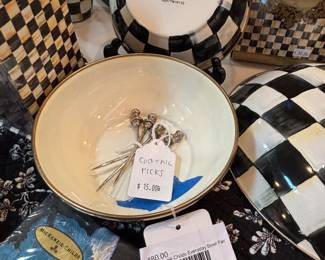 Cocktail Picks, Mackenzie Childs Everyday Bowl Pair