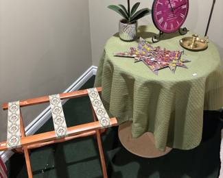 Vintage Luggage Stand, Side Table, Decor