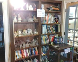 two of four tall book cases