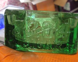 Green Glass Cigar Ashtray
