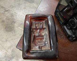 Erik Hoglund Sweden Art Glass Large Thick Ashtray Plate 1960's