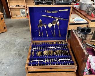 Flatware in Velvet Lined Wooden Case