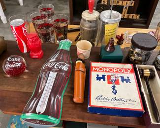 Coca-Cola Items - Paper Weight - Can - Owl Bank - Thermometer