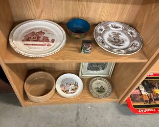Collector Plate for St Bartholomew's Church Cloisonne' Bowl & Match Box Holder - Brown Transferware Plate by Podmore Walker & Co