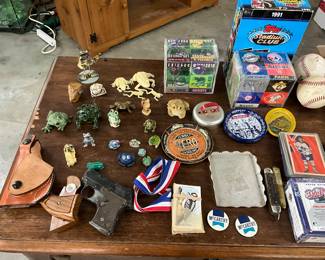 Assorted Frog Figures - Pocket Knives - Toy Guns - Baseball Trading Cards