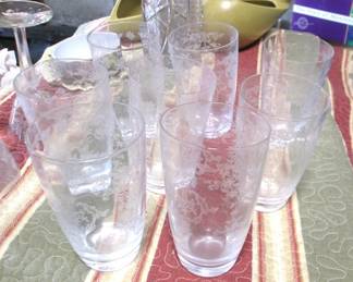 Clear Etched Glass Tumbers