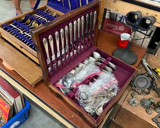 Silver Plated Flatware Set in Wooden Case