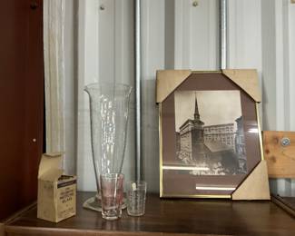 Medicine Dose Glasses or Measuring Glasses - Large Vintage Graduated Spouted Glass Beaker - Framed Black & White Print