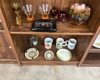 Amber Glass Bud Vase - Orange Cocktail Glasses - Crate & Barrel Votive Candle Holders - Assorted Colors of Italian Colony Waffle Glass Dessert Bowls