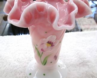 Fenton Art Glass Rosalene Swirl Frosted Vase