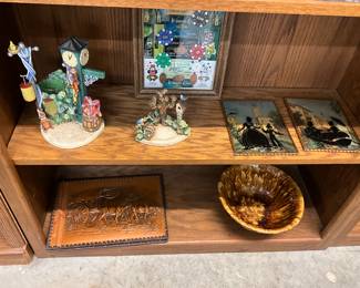 Goebel Hummel Scapes "Candlelight Carnival" & "Springtime Splendor" Figurines - Reverse Painting Bubble Glass Pictures - Tooled Leather Scrapbook or Journal