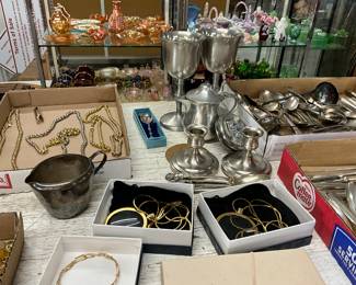 Silver Plated Creamer - Souvenir Spoon -Pewter Goblets - Pewter Coffee or Tea Pot -