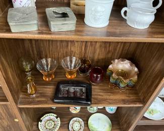 Amber Glass Bud Vase - Orange Cocktail Glasses - Crate & Barrel Votive Candle Holders - Assorted Colors of Italian Colony Waffle Glass Dessert Bowls