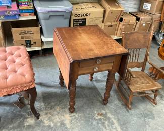 Drop Leaf End Table - Child's Rocking Chair