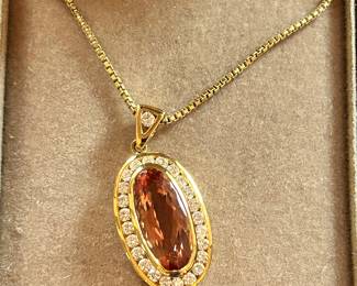 18k Diamond & Topaz Necklace 