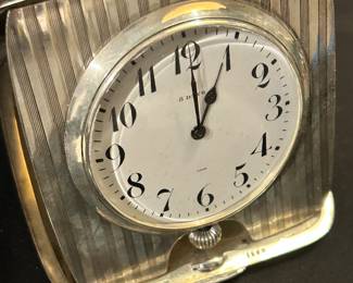 Sterling silver 8 day travel clock