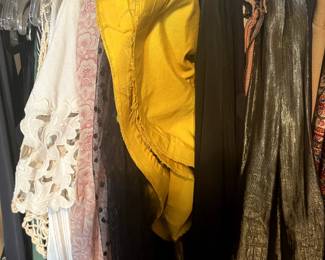 tons of vintage, one of a kind, lux fabrics, designer label, high fashion.