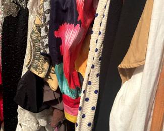 tons of vintage, one of a kind, lux fabrics, designer label, high fashion.
