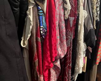 tons of vintage, one of a kind, lux fabrics, designer label, high fashion.