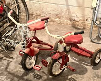 Vintage red tricycles