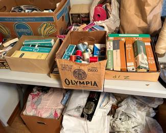 Vintage sewing supplies and fabric