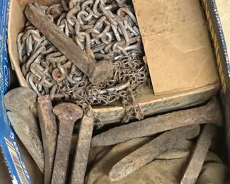 Railroad spikes and chains