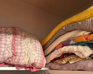 Vintage bed linens, bedspreads and blankets