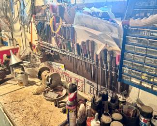 A garage loaded with hand tools and hardware!