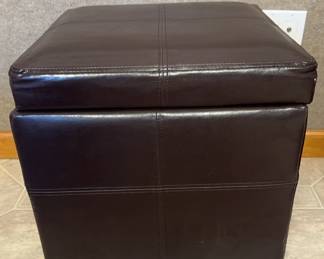Dark Brown Ottoman Set 2 Wicker Baskets