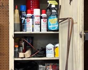 Metal Cabinet And Contents car garage Items