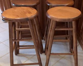 4 Wood Bar Stools