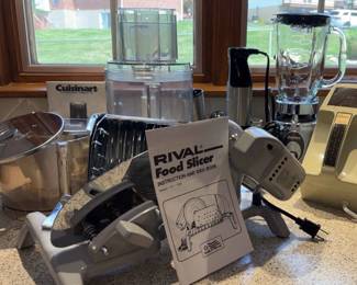 Rival Food Slicer, Vintage Oster Snowflake Ice Crusher, Cuisinart Food Processor Smart Stick