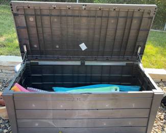 Keter Storage Box With Contents Including EZUP Instant Shelter Pool Toys