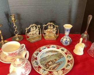 Variety Of Brass, Delft And Glassware