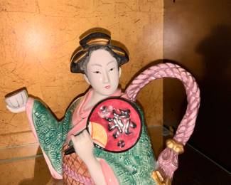 vintage, Fitz & Floyd, Kyoto Festival Porcelain, "Geisha" Teapot. 